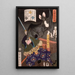 Miyamoto Musashi schneidet eine Fledermaus - Tsukioka Yoshitoshi — gerahmtes Bild an der Wand