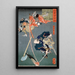 Miyamoto Musashi tranchant un Tengu - Tsukioka Yoshitoshi — gerahmtes Bild an der Wand