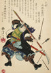 Ronin oder herrenloser Samurai, der Pfeile abwehrt - Tsukioka Yoshitoshi — Ansicht des Kunstwerks