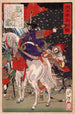 Sakanoue Tamuramaro unter einem Pfeilhagel - Tsukioka Yoshitoshi — Ansicht des Kunstwerks