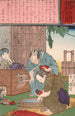 Drillinge, geboren von einem Bauern und seiner Frau - Tsukioka Yoshitoshi — gerahmtes Bild an der Wand