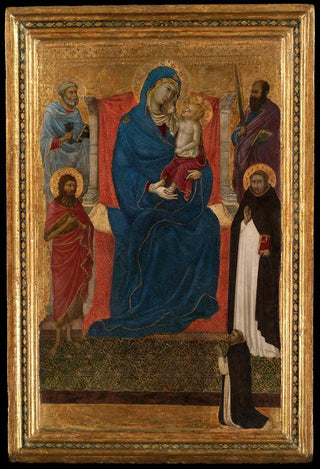 Ugolino di Nerio - Virgin and Child Enthroned with Saints Peter Paul John the Baptist and Dominic and a Dominican Supplicant.webp