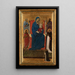 Jungfrau mit Kind in Majestät mit den Heiligen Petrus, Paulus, Johannes dem Täufer und Dominikus und einem bittenden Dominikaner - Ugolino di Nerio — gerahmtes Bild an der Wand