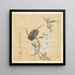 Ein Vogel und ein Zweig mit Pfirsichblüten - Chen Hongshou — gerahmtes Bild an der Wand