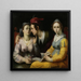 Ein Paar im Gespräch und eine Frau mit einem Liedbuch - Cornelis Cornelisz Van Haarlem — gerahmtes Bild an der Wand