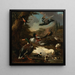 Ein Pfau, Tauben, Enten und andere Vögel in einem Garten - Melchior d'Hondecoeter — gerahmtes Bild an der Wand