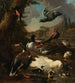 Ein Pfau, Tauben, Enten und andere Vögel in einem Garten - Melchior d'Hondecoeter — Ansicht des Kunstwerks