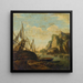 Ein mediterranes Küstenlandschaft mit einem Schiff - Salvator Rosa — gerahmtes Bild an der Wand