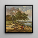 Ein Flusslandschaft mit eleganten Reisenden und einem Bettler in einer Dünenlandschaft - Jan Wijnants — gerahmtes Bild an der Wand