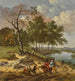 Ein Flusslandschaft mit eleganten Reisenden und einem Bettler in einer Dünenlandschaft - Jan Wijnants — Ansicht des Kunstwerks