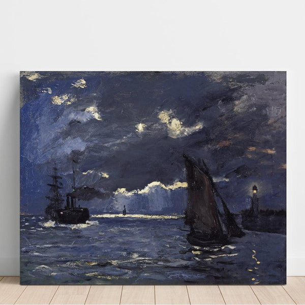 Reproduktion des Gemäldes Ein Meereslandschaft-Gemälde, die Navigation im Mondschein - Claude Monet