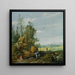 Ein felsiges Landschaft mit Reisenden und einem Reiter auf einem Weg, Blick auf eine Stadt in der Ferne - Esaias van de Velde — gerahmtes Bild an der Wand