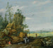 Ein felsiges Landschaft mit Reisenden und einem Reiter auf einem Weg, Blick auf eine Stadt in der Ferne - Esaias van de Velde — Ansicht des Kunstwerks