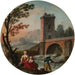 eines Fischers und seiner Familie unter einer Brücke - Charles-François Grenier De Lacroix — in einem Innenraum präsentiert