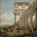Ein römischer Tempel mit Viehhirten - Jan Baptist Weenix — in einem Innenraum präsentiert