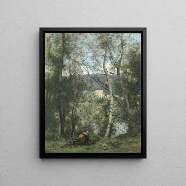 Reproduktion des Gemäldes Eine Frau, die Holz in Ville-d'Avray sammelt - Jean-Baptiste Camille Corot