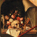 Eine Stillleben-Vanitas im Trompe-l'œil - Cornelius Norbertus Gijsbrechts — in einem Innenraum präsentiert