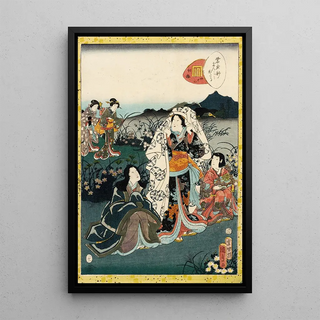 Utagawa Kunisada II - Murasaki Shikibu in Hiding from the Tale of Genji chapter Night Plum.webp