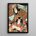 Fujiwara no Tokihira und Toneri Matsumaru aus der Stück Sugawara Denj Tenarai Kagami - Utagawa Kunisada Toyokuni III — gerahmtes Bild an der Wand