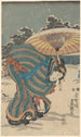 Schneeszene, Frau beugt sich, um ihren Schuh zu richten - Utagawa Kunisada Toyokuni III — Ansicht des Kunstwerks