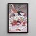 Dame Tokiwa flieht mit Kindern - Utagawa Kunitsugu — gerahmtes Bild an der Wand
