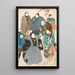 Feier des Frühlings Schauspieler des Kabuki verkleidet als Menschenmenge - Utagawa Kuniyoshi — gerahmtes Bild an der Wand