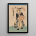 Figur einer Frau mit gelben Haarnadeln und Plateauschuhen - Utagawa Kuniyoshi — gerahmtes Bild an der Wand