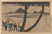 nächtlicher Prozession in der Nähe des Flusses, gekrümmter Baumstamm im Vordergrund - Utagawa Kuniyoshi — Ansicht des Kunstwerks