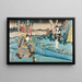 Sawamura Chjr V in Hayano Kanpei und Ichikawa Kuz II in Ono Sadakur im Akt fünf des Gemäldes Kanadehon Chshingura - Utagawa Kuniyoshi — gerahmtes Bild an der Wand