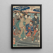 Sept Figuren weiblich zwei Regenschirme Fluss im Hintergrund - Utagawa Kuniyoshi — gerahmtes Bild an der Wand