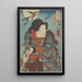 Krieger, der ein Schwert zieht, fliegende Gänse - Utagawa Kuniyoshi — gerahmtes Bild an der Wand