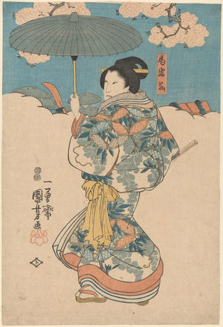 Utagawa Kuniyoshi - Woman with Green Umbrella.webp