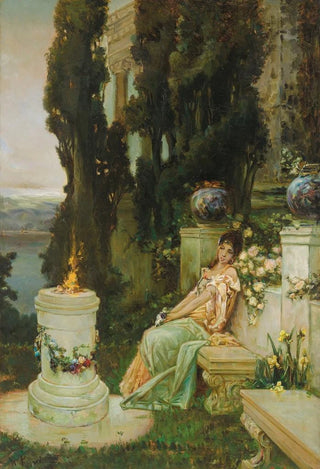 Vasilii Kotarbinsky - A lady on a marble bench in Ancient Rome.webp