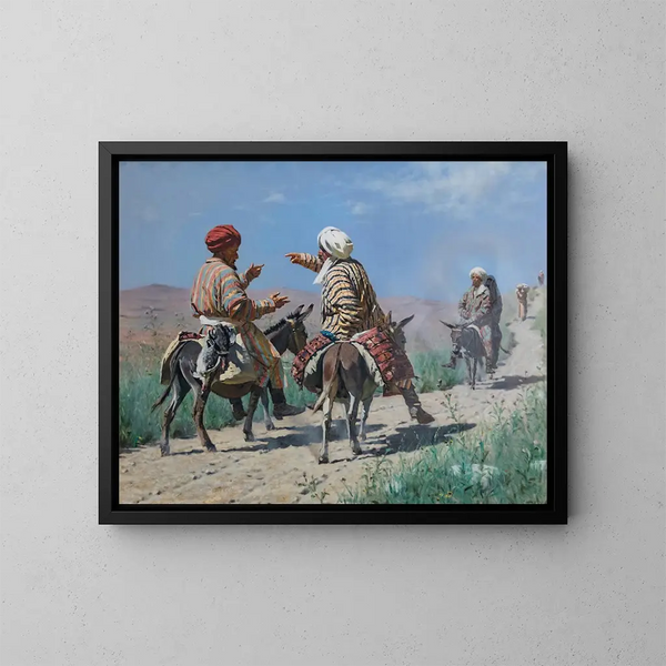 Mollahs, die zum Basar gehen - Vasily Vereshchagin — gerahmtes Bild an der Wand