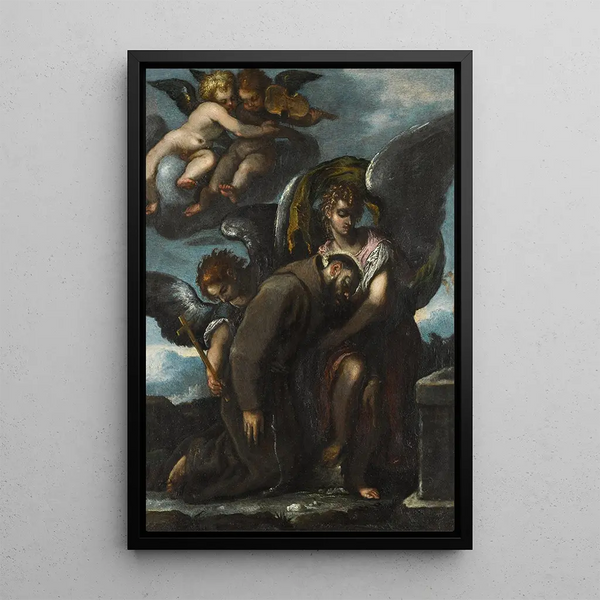 Veronese School - Saint Francis supported by angels.webp