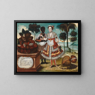 Frau edel mit ihrer schwarzen Sklavin - Vicente Albán — gerahmtes Bild an der Wand