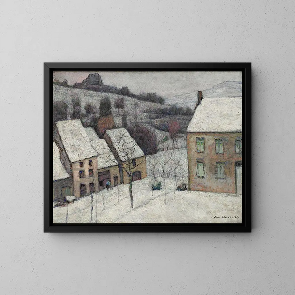 Murol unter Schnee - Victor Charreton — gerahmtes Bild an der Wand