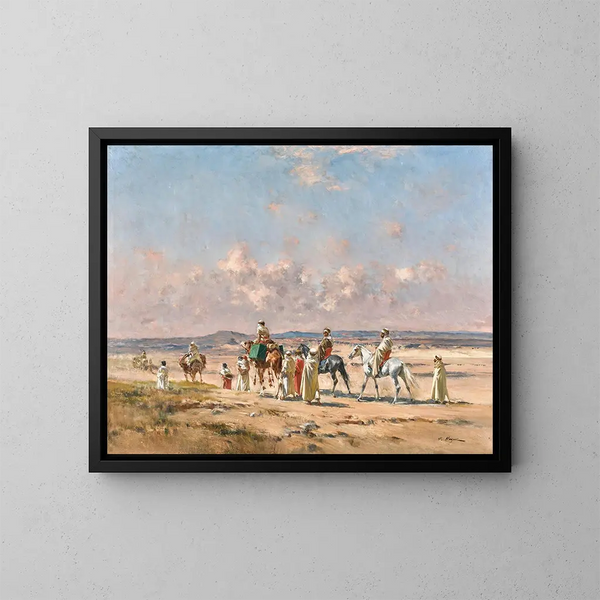 Eine Karawane, die die Wüste durchquert - Victor Huguet — gerahmtes Bild an der Wand