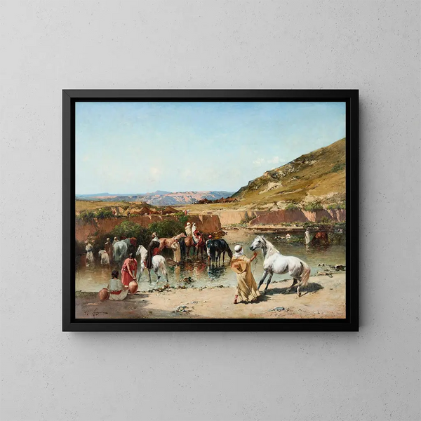 Au Wadi - Victor Huguet — gerahmtes Bild an der Wand