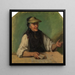 Alte Schwarzwälderin mit einem Augenschatten und Spielkarten in der rechten Hand, sitzend hinter einem Tisch - Johann Baptist Kirner — gerahmtes Bild an der Wand