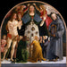 Jungfrau der Barmherzigkeit und Heilige Sebastian und Bernardino von Siena - Luca Signorelli — in einem Innenraum präsentiert
