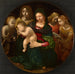 Reproduktion des Gemäldes der Jungfrau und des Kindes mit dem jungen Heiligen Johannes dem Täufer, der heiligen Cäcilia und Engeln - Piero di Cosimo