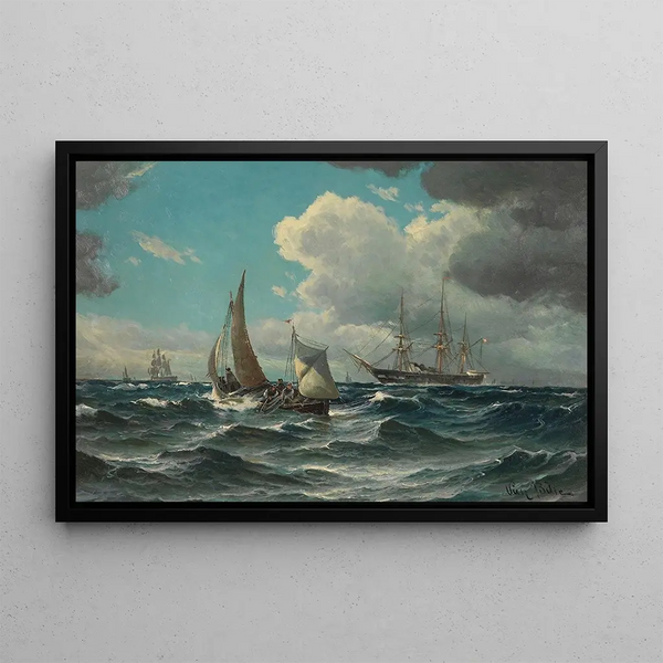 Vilhelm Bille - Fischerboot und Dampfsegler auf bewegter See.webp