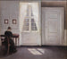 Eine Szene im Haus des Künstlers in Strandgade, Kopenhagen, mit der Frau des Künstlers - Vilhelm Hammershøi — Ansicht des Kunstwerks