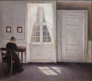 Vilhelm Hammershi - A Room In The Artists Home In Strandgade Copenhagen With The Artists Wife.webp
