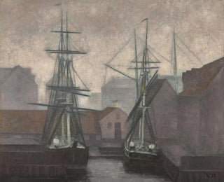 vom Gemälde Quai de commerce du Groenland, Christianshavn, Kopenhagen - Vilhelm Hammershøi — Ansicht des Kunstwerks