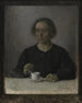 Ida Hammershøi, die Frau des Künstlers mit einer Tasse Tee - Vilhelm Hammershøi — Ansicht des Kunstwerks