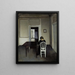 Innenraum-Gemälde mit Ida in einem weißen Stuhl - Vilhelm Hammershøi — gerahmtes Bild an der Wand