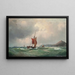 Bateaux de pêche au large d'une côte rocheuse un bateau à vapeur au loin - Vilhelm Melbye — gerahmtes Bild an der Wand