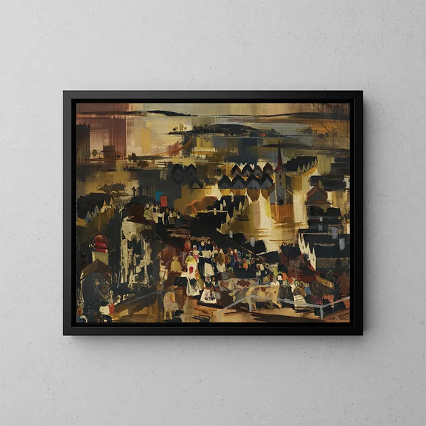 Überschwemmung - Vilmos Aba-Novák — gerahmtes Bild an der Wand